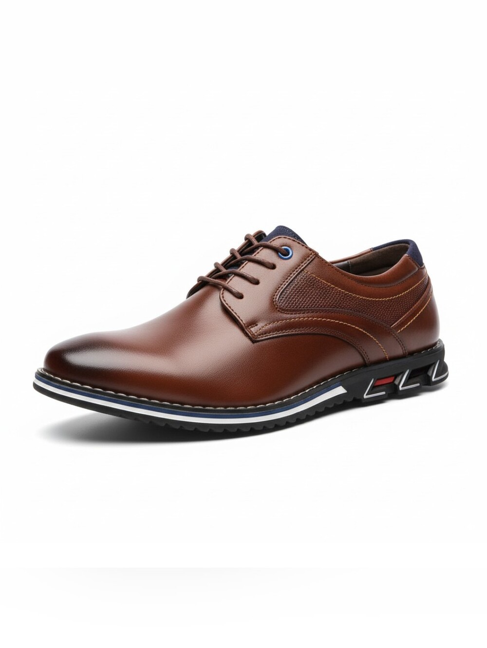 Mens Gatsby Brown Oxford Lisse All-Day Comfort Leather Fancy Dress Shoe Size 13